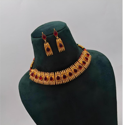 MK Gallery Alloy Red Jewellery Set(Pack of 1)
