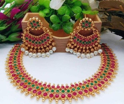 Pamadhya Stone Gold-plated Multicolor Jewellery Set(Pack of 1)