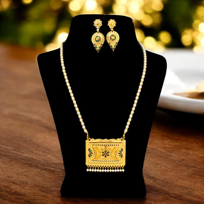 Lucky Jewellery Alloy Gold-plated Gold, Maroon, Green Jewellery Set(Pack of 3)