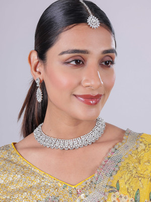 VATSALYA creation Alloy Gold-plated White Jewellery Set(Pack of 1)