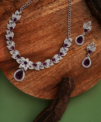 Reesha Jewel Alloy Purple, White Jewellery Set(Pack of 1)