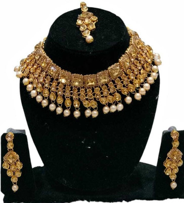 Ruhi Brass Gold Jewellery Set(Pack of 1)