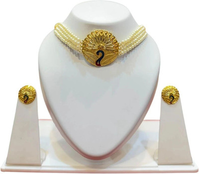 RNJewels Alloy Gold, White Jewellery Set(Pack of 1)