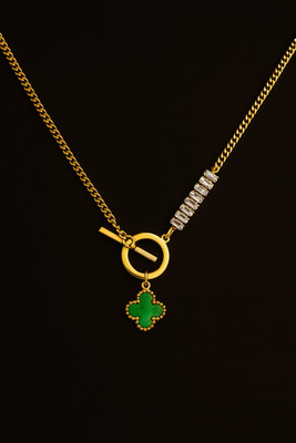 PARMONAS Gold Plated Butterfly Design Necklace Set with Pearl Detailing and Chains Cubic Zirconia Gold-plated Plated Stainless Steel Necklace Set