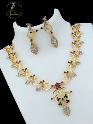 TINALIVA Brass Gold-plated Multicolor Jewellery Set(Pack of 1)