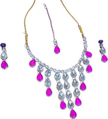 sums jewellery Alloy Silver Pink, Silver Jewellery Set(Pack of 1)
