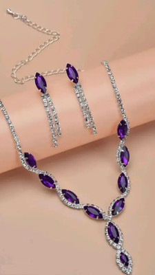 Flexus Alloy Silver Purple Jewellery Set(Pack of 1)