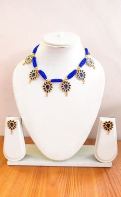 PC DEALER Copper Gold-plated Blue Jewellery Set(Pack of 1)