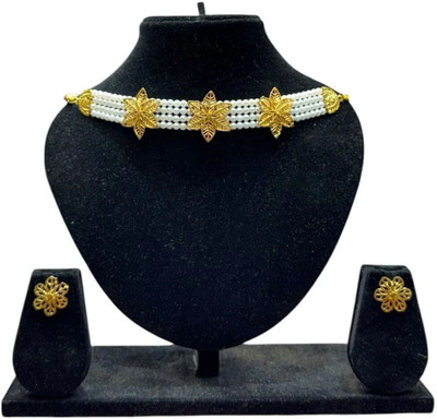 MODELFLUX Brass Gold, White Jewellery Set(Pack of 1)