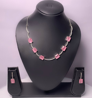 BlingNation Brass Pink Jewellery Set(Pack of 1)