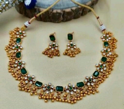 REDMOD Alloy Gold-plated Green Jewellery Set(Pack of 2)