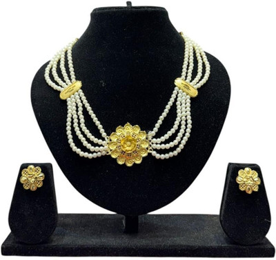 MODELFLUX Brass Gold, White Jewellery Set(Pack of 1)