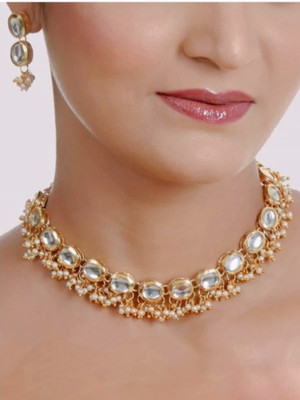 RR Jeweller Brass Gold-plated Gold Jewellery Set(Pack of 1)