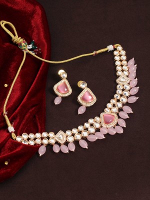 SAIYONI Alloy Gold-plated Pink Jewellery Set(Pack of 1)