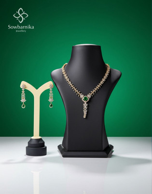 Sowbarnika Silver Gold-plated White Jewellery Set(Pack of 1)
