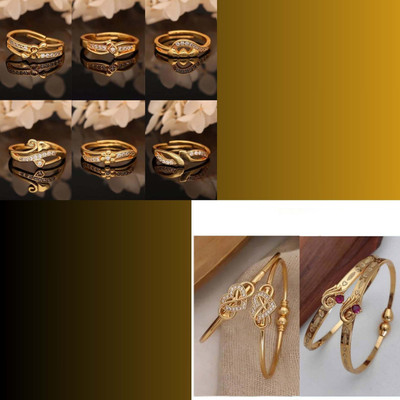 Alasca Brass Gold-plated Beige, Maroon Jewellery Set(Pack of 8)