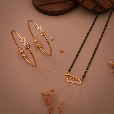 LYRISS Brass Gold-plated Gold, Black Jewellery Set(Pack of 2)