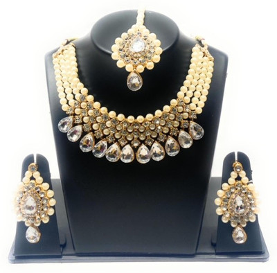 msy Alloy Gold-plated White Jewellery Set(Pack of 1)