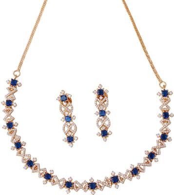 KAYRAH Brass Gold-plated Blue Jewellery Set(Pack of 3)