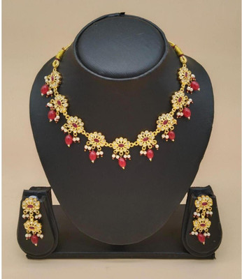MK Gallery Alloy Red Jewellery Set(Pack of 1)