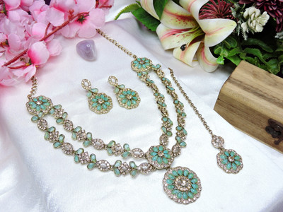 VATSALYA creation Alloy Gold-plated Turquoise, Silver Jewellery Set(Pack of 2)