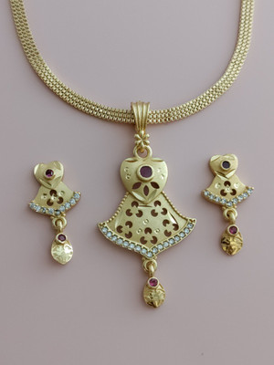 Bhagavati creation Brass Gold-plated Gold Jewellery Set(Pack of 1)