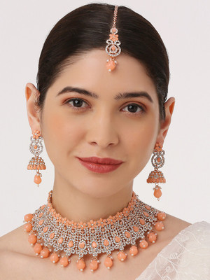 VATSALYA creation Alloy Gold-plated Orange, Silver Jewellery Set(Pack of 1)