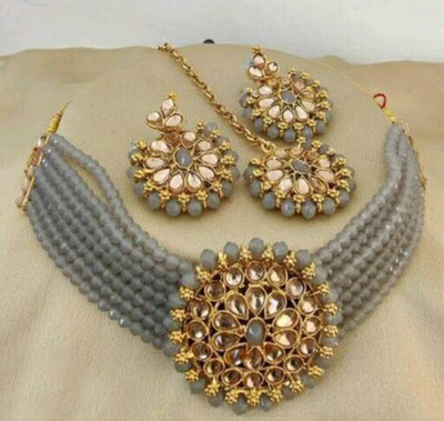 house of common Alloy Gold-plated Grey, Gold Jewellery Set(Pack of 1)