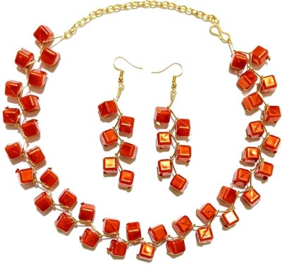 UTTARAI Alloy Gold-plated Orange Jewellery Set(Pack of 1)