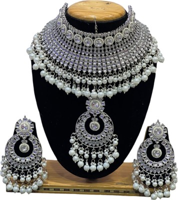 Tulsi Art Jewels Alloy Gold-plated White Jewellery Set(Pack of 3)