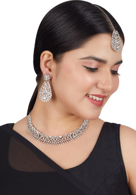 R A Enterprises Alloy Rhodium Silver Jewellery Set(Pack of 4)