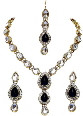 Nivaan Alloy Gold-plated Black, White Jewellery Set(Pack of 1)