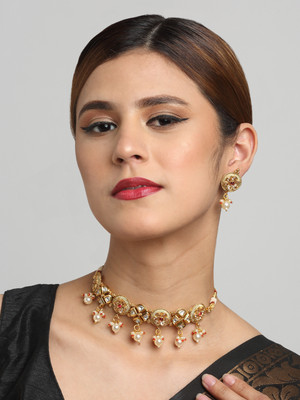 YouBella Alloy Gold-plated Gold Jewellery Set(Pack of 2)