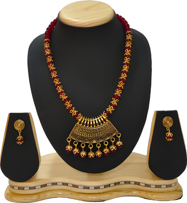Geesa Alloy Maroon Jewellery Set(Pack of 1)