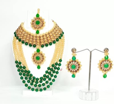 Nannu Brass Gold-plated Green Jewellery Set(Pack of 1)