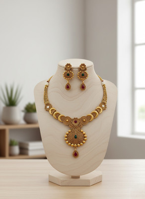 vrindora Brass Gold-plated Gold Jewellery Set(Pack of 1)