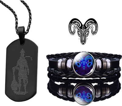 Elanora Jewels Alloy Sterling Silver Black Jewellery Set(Pack of 2)