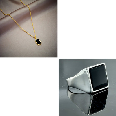 Vipunj Alloy Gold-plated, Sterling Silver Black Jewellery Set(Pack of 2)