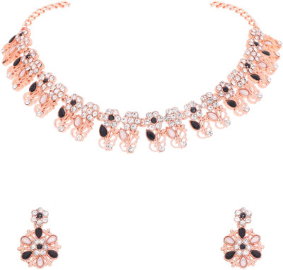 Vedda Brass Gold-plated Rose Gold, Black, White Jewellery Set(Pack of 1)