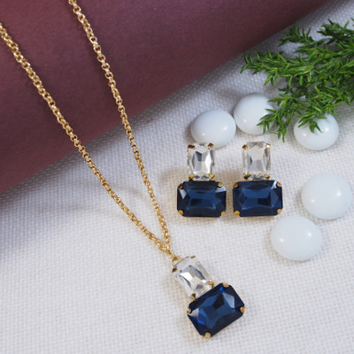 JewelShadi Alloy Gold-plated Blue Jewellery Set(Pack of 1)