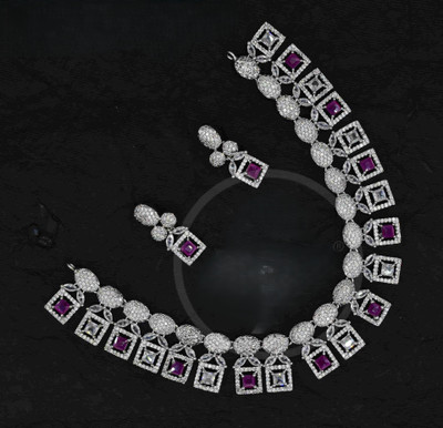 gvg Alloy Rhodium Pink Jewellery Set(Pack of 2)