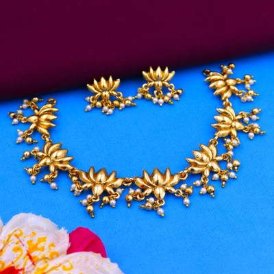 NTPJEWELS Brass Gold-plated, Enamel Gold Jewellery Set(Pack of 2)