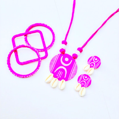 MR ENTERPRISE Fabric Pink Jewellery Set(Pack of 1)