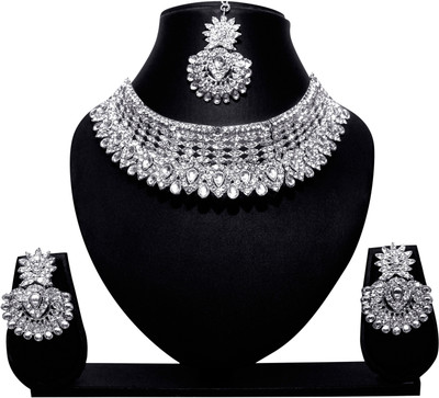 Rukma Alloy Rhodium White Jewellery Set(Pack of 1)
