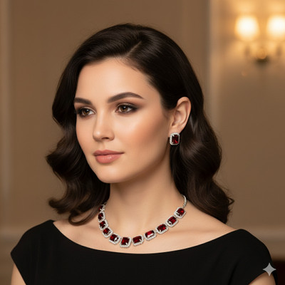 Shifa Enterprises Alloy Maroon Jewellery Set(Pack of 1)