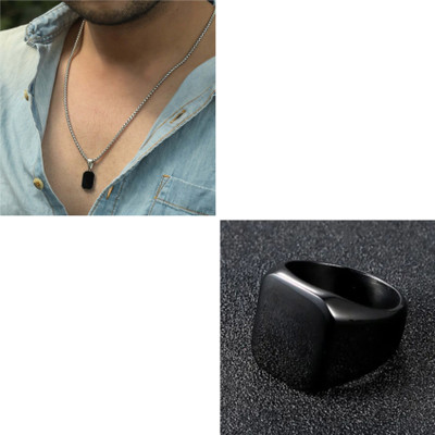 Vipunj Alloy Sterling Silver, Titanium Black Jewellery Set(Pack of 2)