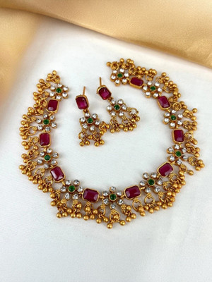 APLOZ Brass, Alloy Gold-plated Rose Gold, Gold Jewellery Set(Pack of 1)