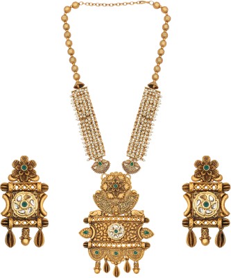 AKULYA JEWELS Metal Gold-plated Green Jewellery Set(Pack of 1)