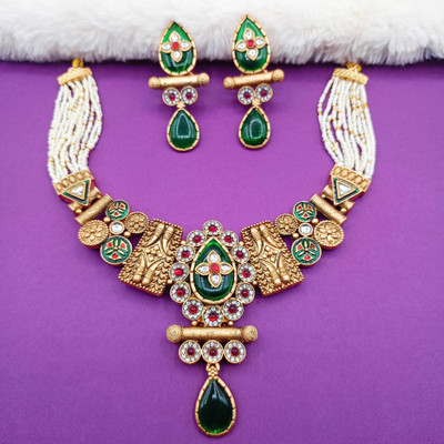 NANDAI Alloy Gold-plated Multicolor Jewellery Set(Pack of 1)