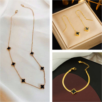 MYKI Stainless Steel Gold-plated Gold Jewellery Set(Pack of 3)